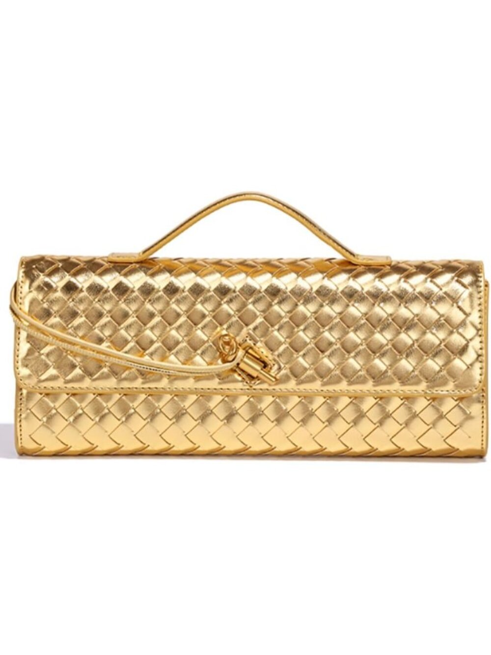 Women's Gold Clutch Purse Trendy Slouchy Woven Crossbody Shoulder Hobo Handbag
